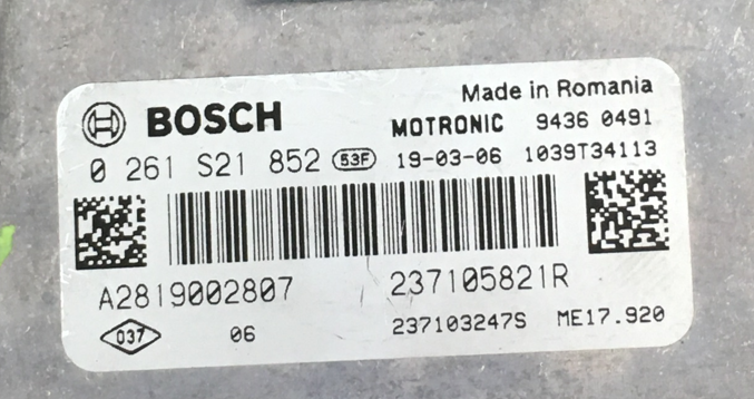 0261S21852, 0 261 S21 852, A2819002807, 237105821R, 237103247S