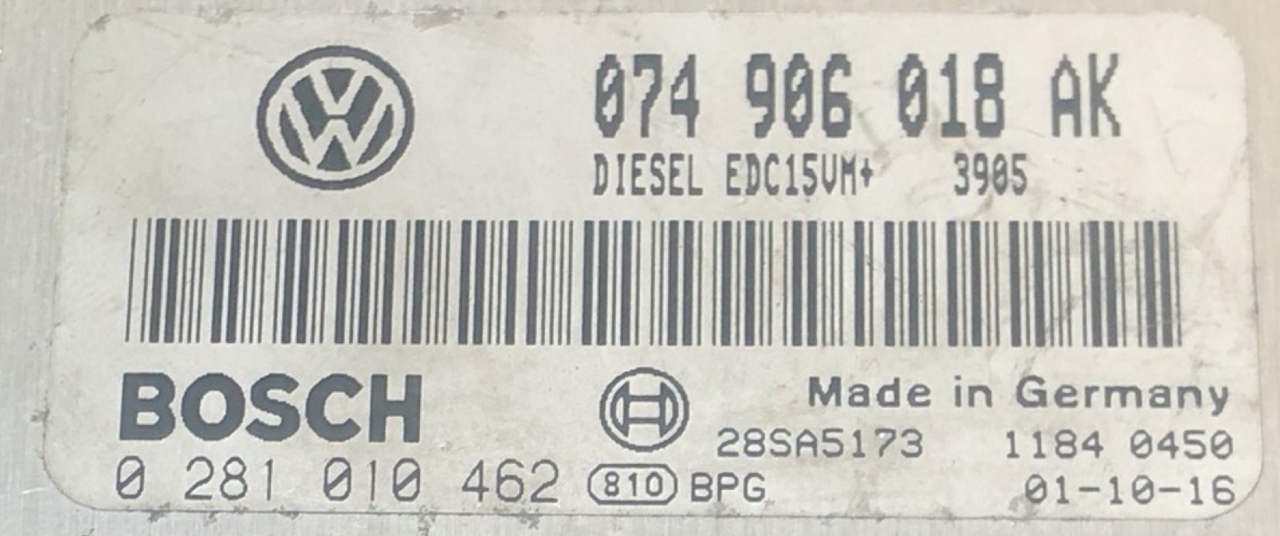 VW Transporter, Multivan T4 2.5 TDI, 0281010462, 0 281 010 462, 074906018AK, 074 906 018 AK, EDC15VM+