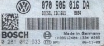 VW Touareg 2.5 TDI, 0281012933, 0 281 012 933, 070906016DA, 070 906 016 DA, EDC16U1