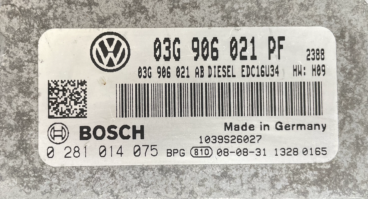 VW Caddy, Passat 1.9 TDI, 0281014075, 0 281 014 075, 03G906021PF, 03G 906 021 PF, 03G906021AB, 03G 906 021 AB, 1039S26027, EDC16U34