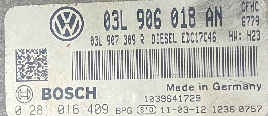 0281016409, 0 281 016 409, 03L906018AN, 03L 906 018 AN, 03L907309R, 03L 907 309 R, EDC17C46