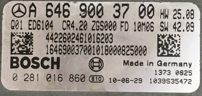 Mercedes-Benz A, B 180 CDI, 0281016860, 0 281 016 860, A6469003700, A 646 900 37 00, CR4.20