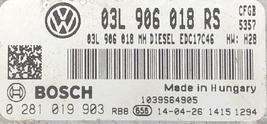 0281019903, 0 281 019 903, 03L906018RS, 03L 906 018 RS, EDC17C46