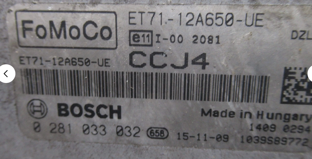 Plug & Play Engine ECU, FORD, 0281033032, 0 281 033 032, ET71-12A650-UE, ET7112A650UE, CCJ4