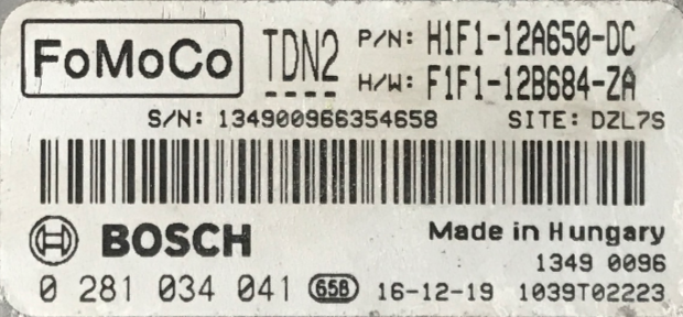 0281034041, 0 281 034 041, H1F1-12A650-DC, H1F112A650DC, F1F112B684ZA, F1F1-12B684-ZA, TDN2