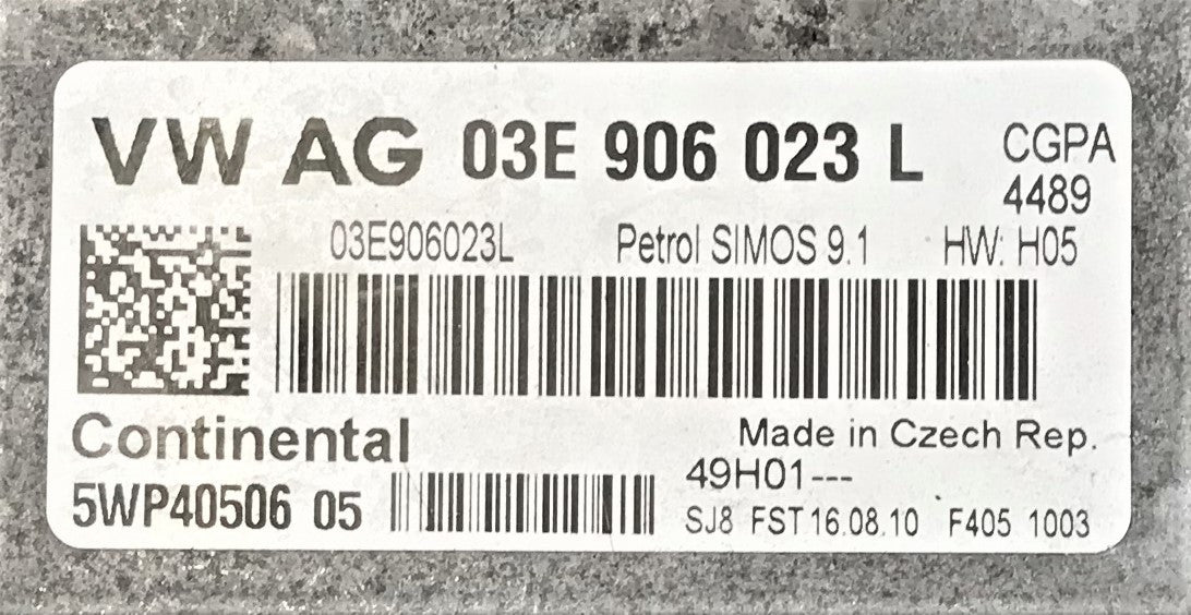 VW, 03E906023L, 03E 906 023 L, 5WP4050605, 5WP40506 05, Simos 9.1