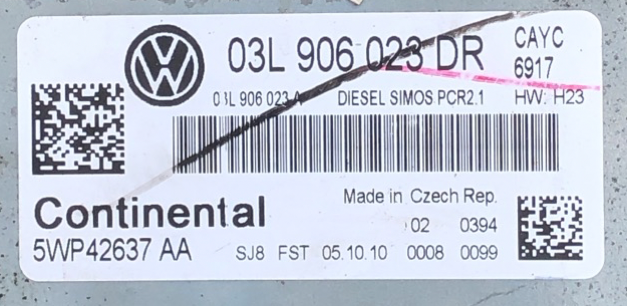 VW, 03L906023DR, 03L 906 023 DR, 5WP42637AA, 5WP42637 AA, DIESEL SIMOS PCR2.1
