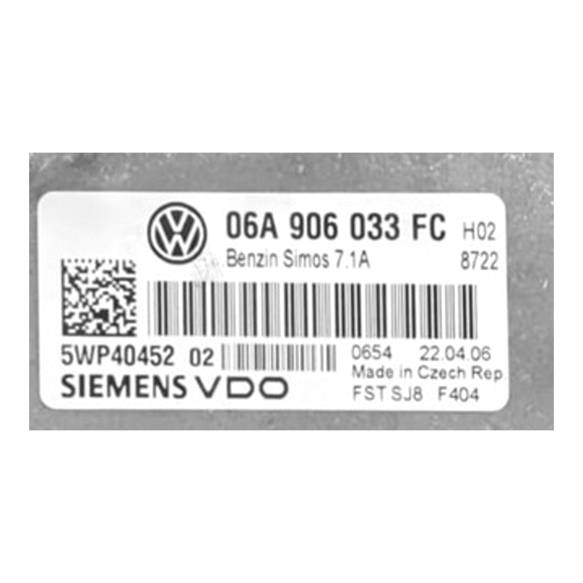 Simos 7.1A, 06A906033FC, 06A 906 033 FC, 5WP40452 02, 5WP4045202