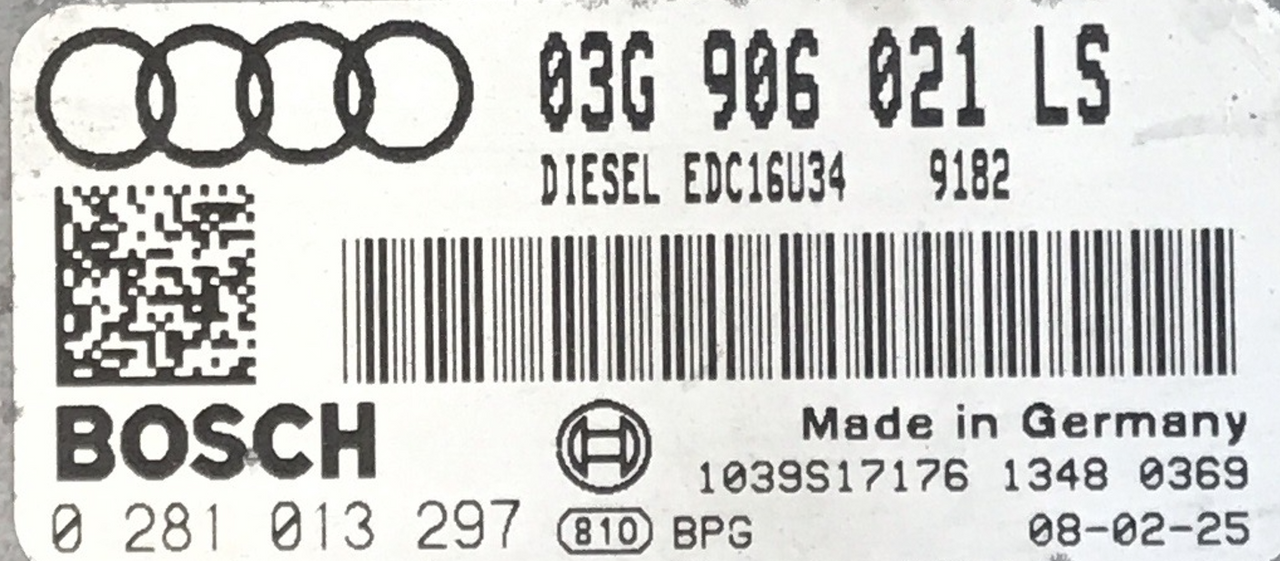 Audi 1.9D, 0281013297, 0 281 013 297, 03G906021LS, 03G 906 021 LS, EDC16U34, 1039S17176