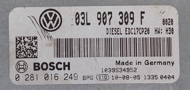 VW Passat 2.0 TDI, 0281016249, 0 281 016 249, 03L907309F, 03L 907 309 F, EDC17CP20