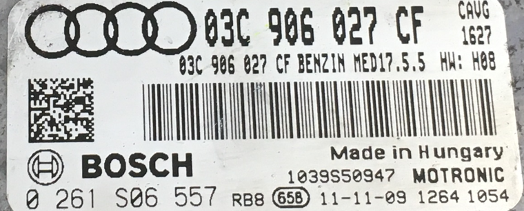 Audi A1 1.4, 0261S06557, 0 261 S06 557, 03C906027CF, 03C 906 027 CF, MED17.5.5