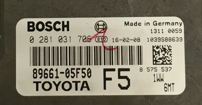 Toyota Avensis 1.6 D-4D, 0281031706, 0 281 031 706, 8966105F50, 89661-05F50