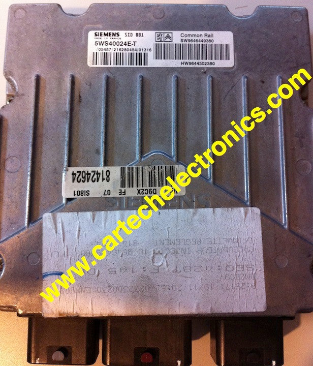 ECU de motor Plug & Play SIEMENS SID 801 5WS40024E-T SW9646449380 HW9644302380