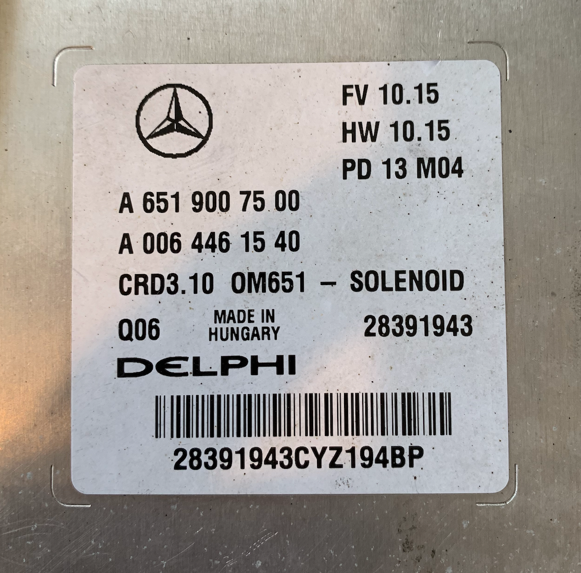 Mercedes-Benz, A6519007500, A 651 900 75 00, A0064461540, A 006 446 15 40, 28391943, CRD3.10, OM651 - SOLENOID