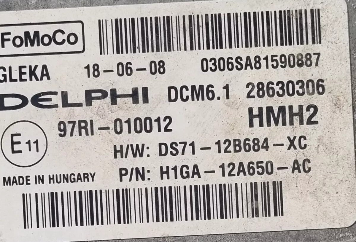 Delphi Engine ECU, Ford, 28630306, DS7112B684XC, DS71-12B684-XC, H1GA12A650AC, H1GA-12A650-AC, HMH2, DCM6.1