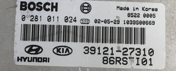 0281011024, 0 281 011 024, 3912127310, 39121-27310