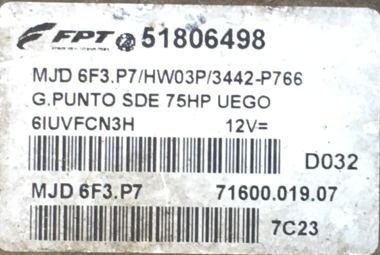 Fiat Punto 1.3 JTD, MJD 6F3.P7, 51806498, 71600.019.07