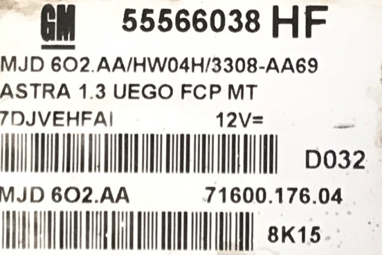 Vauxhall Astra 1.3JTD, MJD 6O2.AA, 55566038, 71600.176.04, HF
