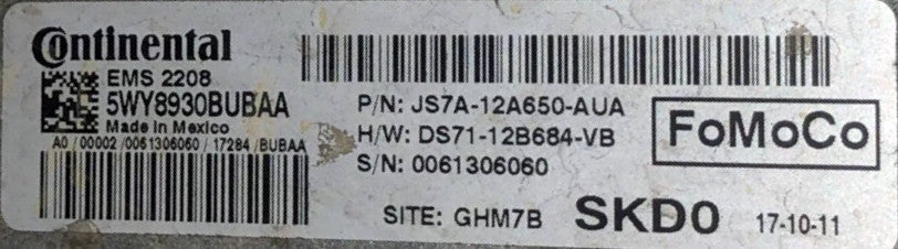 5WY8930BUBAA, JS7A12A650AUA, JS7A-12A650-AUA, DS7112B684VB, DS71-12B684-VB, EMS 2208, SKD0, FoMoCo