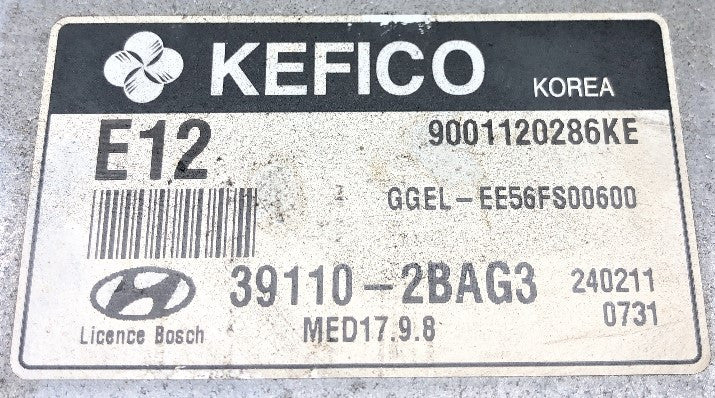 Hyundai, 90011202863KE, 391102BAG3, 39110-2BAG3, MED17.9.8
