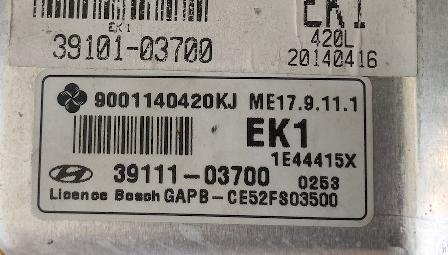 Hyundai i20, 9001140420KJ, 3911103700, 39111-03700, ME17.9.11.1