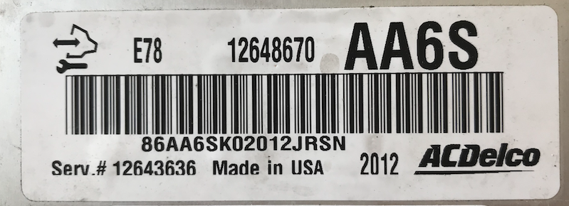 ACDelco Engine ECU, Vauxhall, Opel, 12648670, AA6S, E78, 12643636