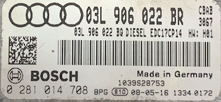 Audi A3 2.0 TDI, 0281014708, 0 281 014 708, 03L906022BR, 03L 906 022 BR, 1039S28753, EDC17CP14