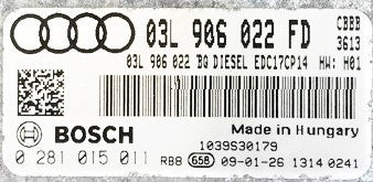 Audi A3 2.0 TDI, 0281015011, 0 281 015 011, 03L906022FD, 03L 906 022 FD, 03L906022BQ, 03L 906 022 BQ, EDC17CP14