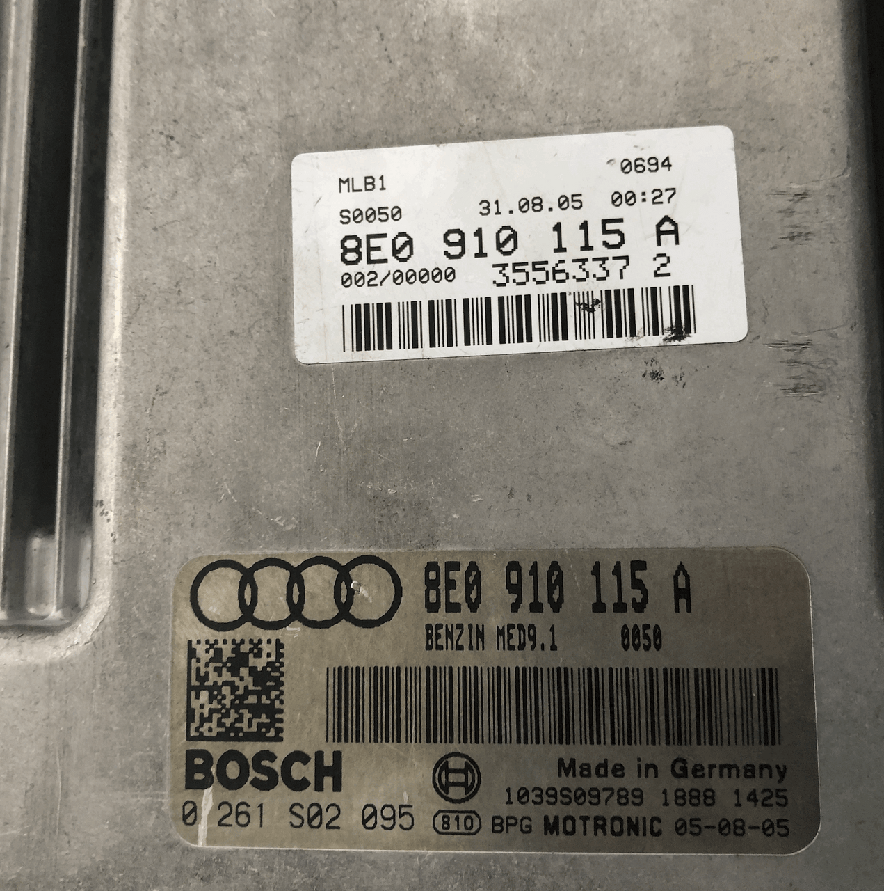 Plug & Play Bosch Engine ECU, Audi A4 2.0 TFSI, 0261S02095, 0 261 S02 095, 8E0910115A, 8E0 910 115 A, MED9.1
