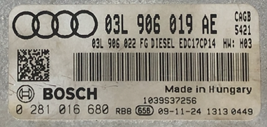 Audi A6 2.0 TDI, 0281016680, 0 281 016 680, 03L906019AE, 03L 906 019 AE, EDC17CP14