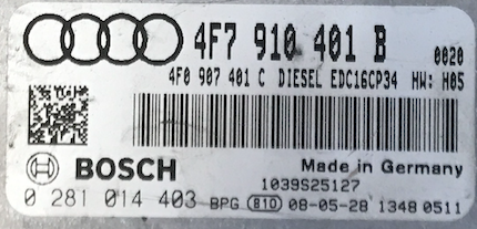 Audi A6 2.7 TDI, 0281014403, 0 281 014 403, 4F7910401B, 4F7 910 401 B, EDC16CP34