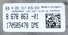 Bosch Engine ECU, BMW, 0261S17016, 0 261 S17 016, 8678863, 8 678 863, DME, 1039S99842