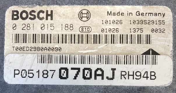 Bosch Engine ECU, Chrysler, 0281015188, 0 281 015 188, P05187070AJ, P05187 070AJ, 1039S29155