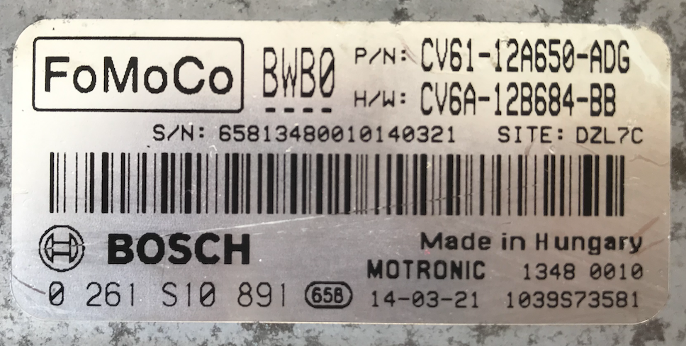 Bosch Engine ECU, Ford, 0261S10891, 0 261 S10 891, CV61-12A650-ADG, CV6A-12B684-BB, BWB0, 1039S73581
