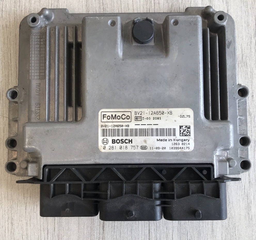 Bosch Engine ECU, Ford Fiesta 1.6 TDCI, 0 281 018 757, 0281018757, BV21-12A650-XB