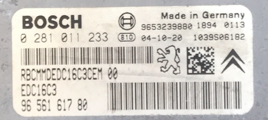 0281011233, 0 281 011 233, 9656161780, 96 561 617 80, EDC16C3