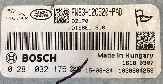 Bosch Engine ECU, Jaguar, Range Rover, Ford, 0281032175, 0 281 032 175, FW9312C520PAD, FW93-12C520-PAD, 1039S84258