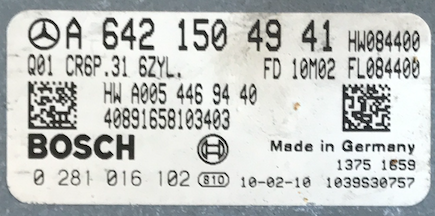 Bosch Engine ECU, Mercedes-Benz, 0281016102, 0 281 016 102, A6421504941, A 642 150 49 41, CR6P.31