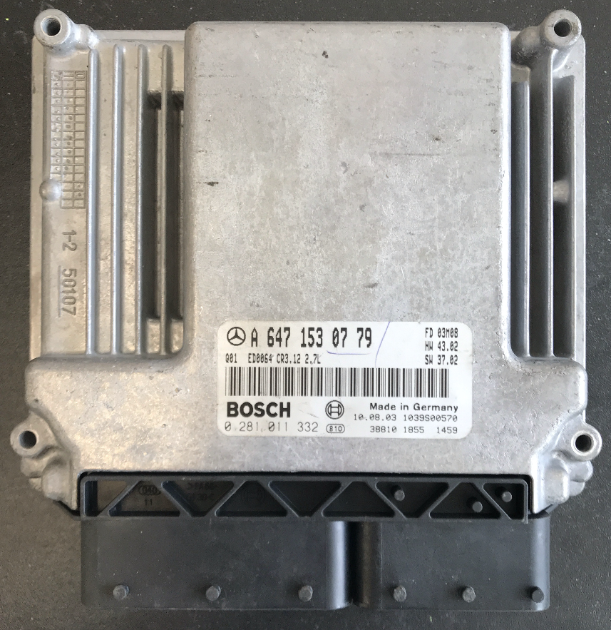 Bosch Engine ECU, Mercedes-Benz E 270 2.7 CDI, 0281011332, 0 281 011 332, A6471530779, A 647 153 07 79, 1039S00570, CR3.12