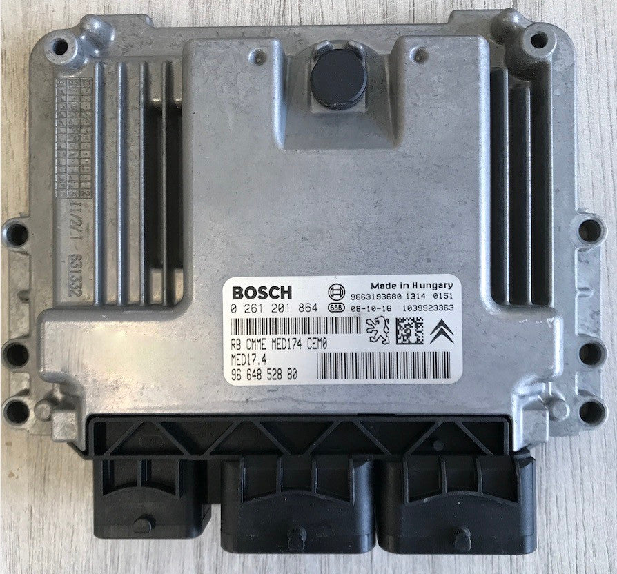Bosch Engine ECU, Peugeot - Citroen 1.6 Turbo, 0261201864, 0 261 201 864, 9664852880, 96 648 528 80, MED174, 1039S23363
