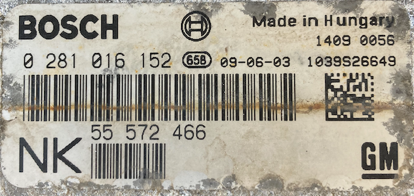 Saab 93 1.9 TDI, 0281016152, 0 281 016 152, 55572466, 55 572 466, NK