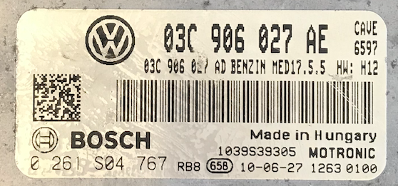 Bosch Engine ECU, Seat Ibiza 1.4, 0261S04767, 0 261 S04 767, 03C906027AE, 03C 906 027 AE, 1039S39305, MED17.5.5