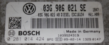 Bosch Engine ECU, Seat Leon 1.9 TDI, 0281014424, 0 281 014 424, 03G906021SE, 03G 906 021 SE, EDC16U34