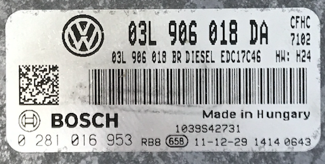 Skoda Octavia 2.0 TDI 4X4, 0281016953, 0 281 016 953, 03L906018DA, 03L 906 018 DA, 03L906018BR, 03L 906 018 BR, EDC17C46