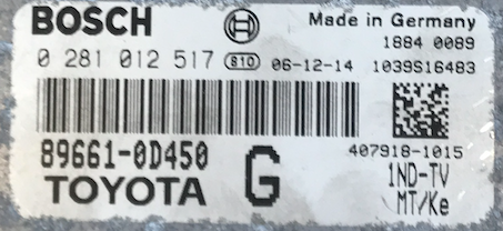 Plug & Play Bosch Engine ECU, Toyota Yaris 1.4 D-4D, 0281012517, 0 281 012 517, 89661-0D450, 896610D450