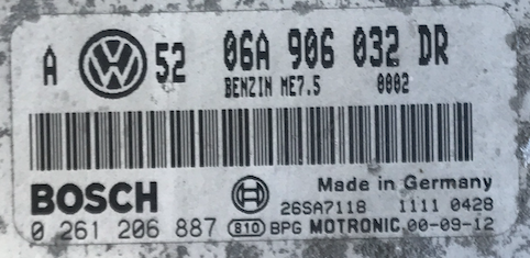 Bosch Engine ECU, VW, 0261206887, 0 261 206 887, 06A906032DR, 06A 906 032 DR, ME7.5