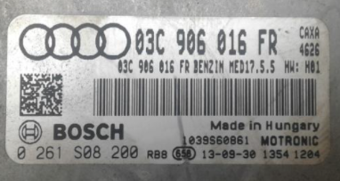 Bosch Engine ECU, Audi A1 1.4TFSi, 0261S08200, 0 261 S08 200, 03C906016FR, 03C 906 016 FR, 1039S60861, MED17.5.5