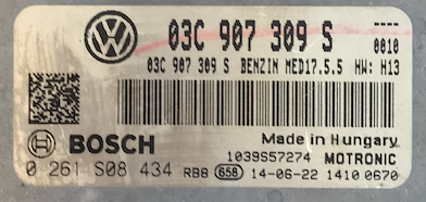 Bosch Engine ECU, VW TSI, 0261S08434, 0 261 S08 434, 03C907309S, 03C 907 309 S, 1039S57274, MED17.5.5