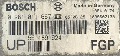 Bosch Engine ECU, Vauxhall Astra 1.9CDTi, 0281011667, 0 281 011 667, 55 189 924, 55189924, 1039S70138