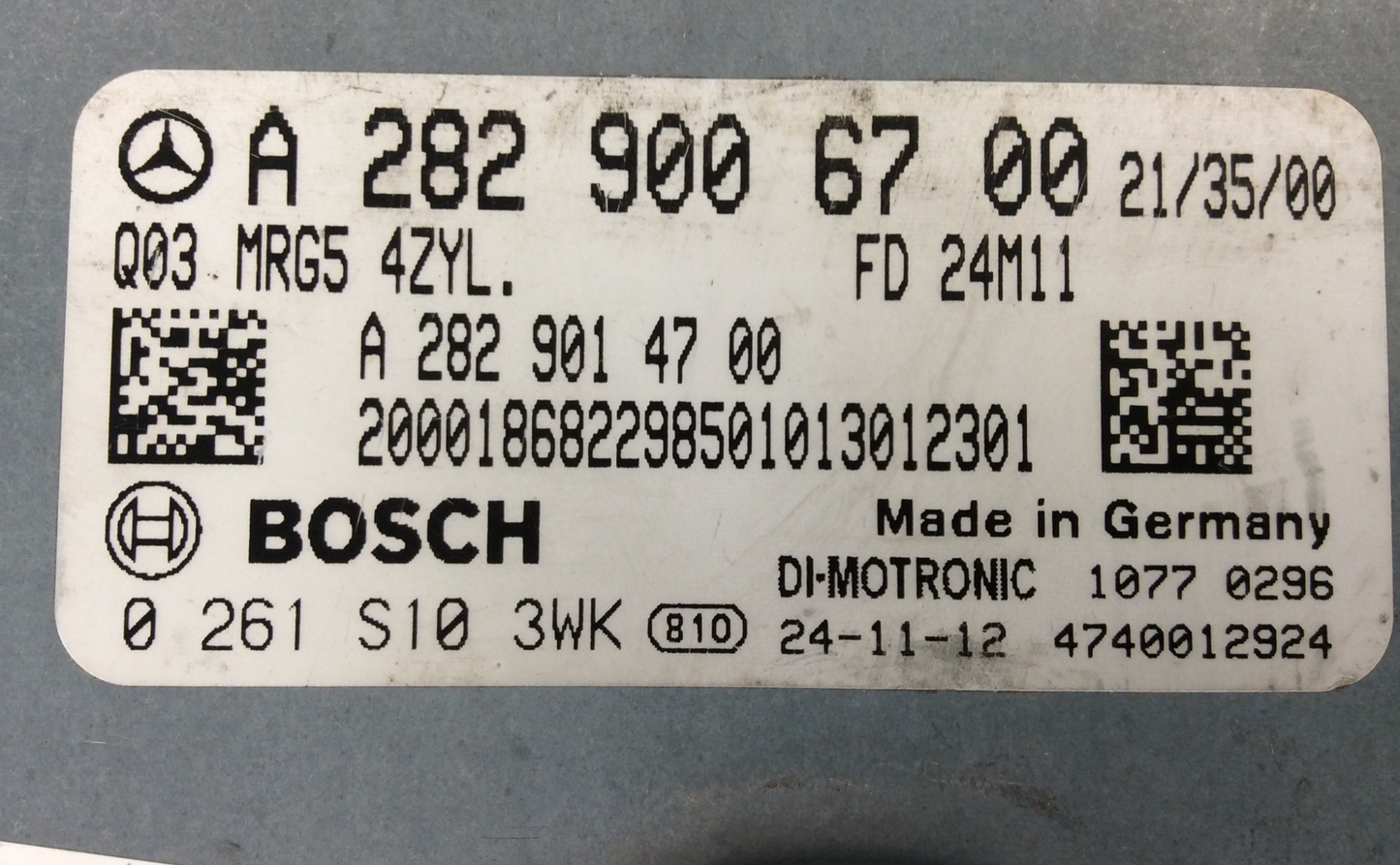 Plug & Play Bosch Engine ECU, Mercedes-Benz, 0261S103WK, 0261 S10 3WK, A2829006700, A 282 900 67 00, MRG5